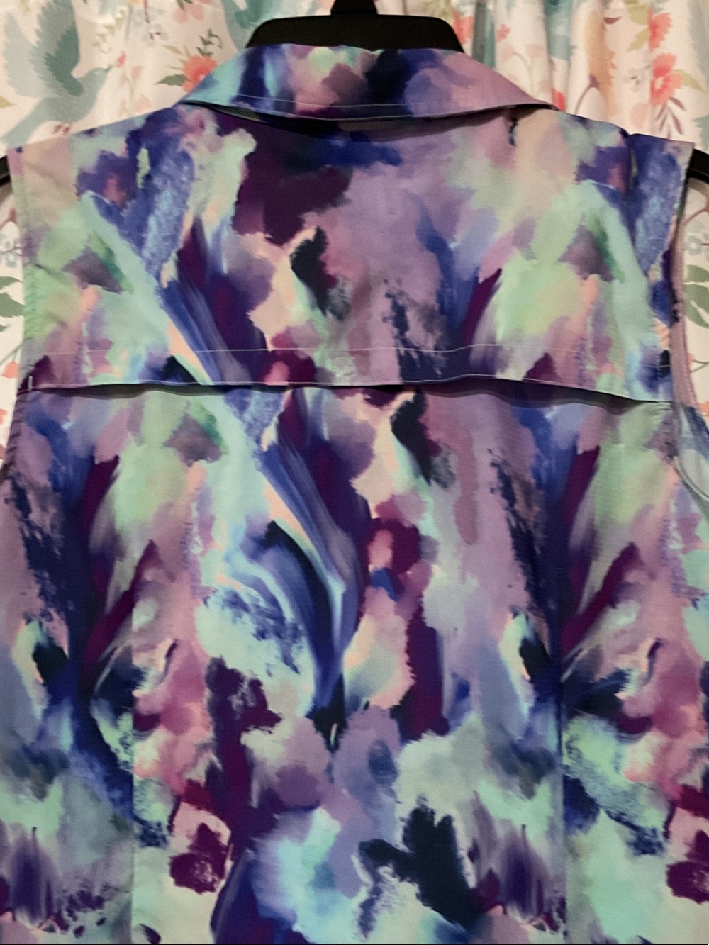 Reel Legends Sleeveless Watercolor Print Shift Dress in Purple and Teal - Picture 3 of 5
